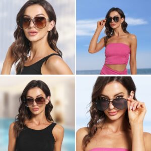 VIVIENFANG Polarized Sunglasses Women Black Sunglasses Woman Oversized Black Aviators UV Protection Shady Rays 87247A