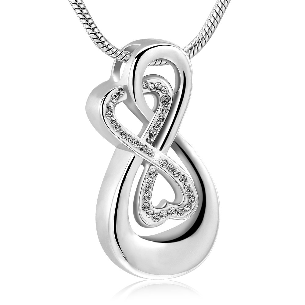 Infinity Love Urn Pendant Stainless Steel Snake Chain Cremation Jewelry for Ashes for Woman Free Filling Tools Include