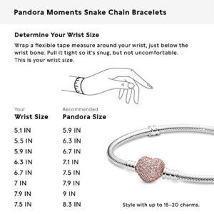 PANDORA Silver Bracelet W/Rose Pave Heart Clasp