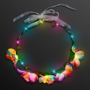 Light Up Tropical Orchid Flower Crown Headband with Color Changing LED Lights