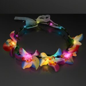 Light Up Tropical Orchid Flower Crown Headband with Color Changing LED Lights