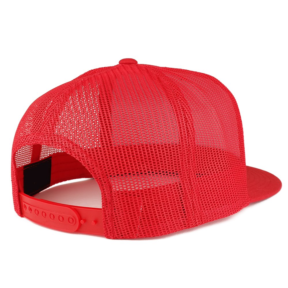 Trendy Apparel Shop Flexfit Brand 5 Panel Classic Trucker Flatbill Mesh Snapback Cap - RED