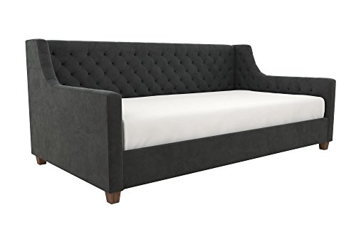 DHP Jordyn Diamond Tufted Upholstered Daybed/ Sofa Bed, Twin Size Frame, Gray Velvet