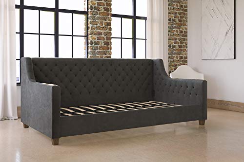 DHP Jordyn Diamond Tufted Upholstered Daybed/ Sofa Bed, Twin Size Frame, Gray Velvet