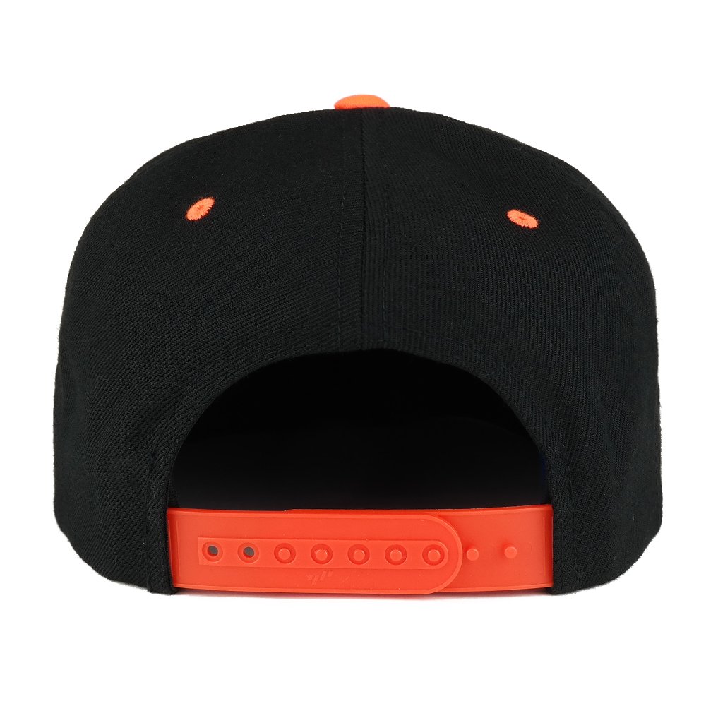 Trendy Apparel Shop Flexfit Brand Premium Two Tone Classic Flatbill Snapback Cap - BLACK ORANGE