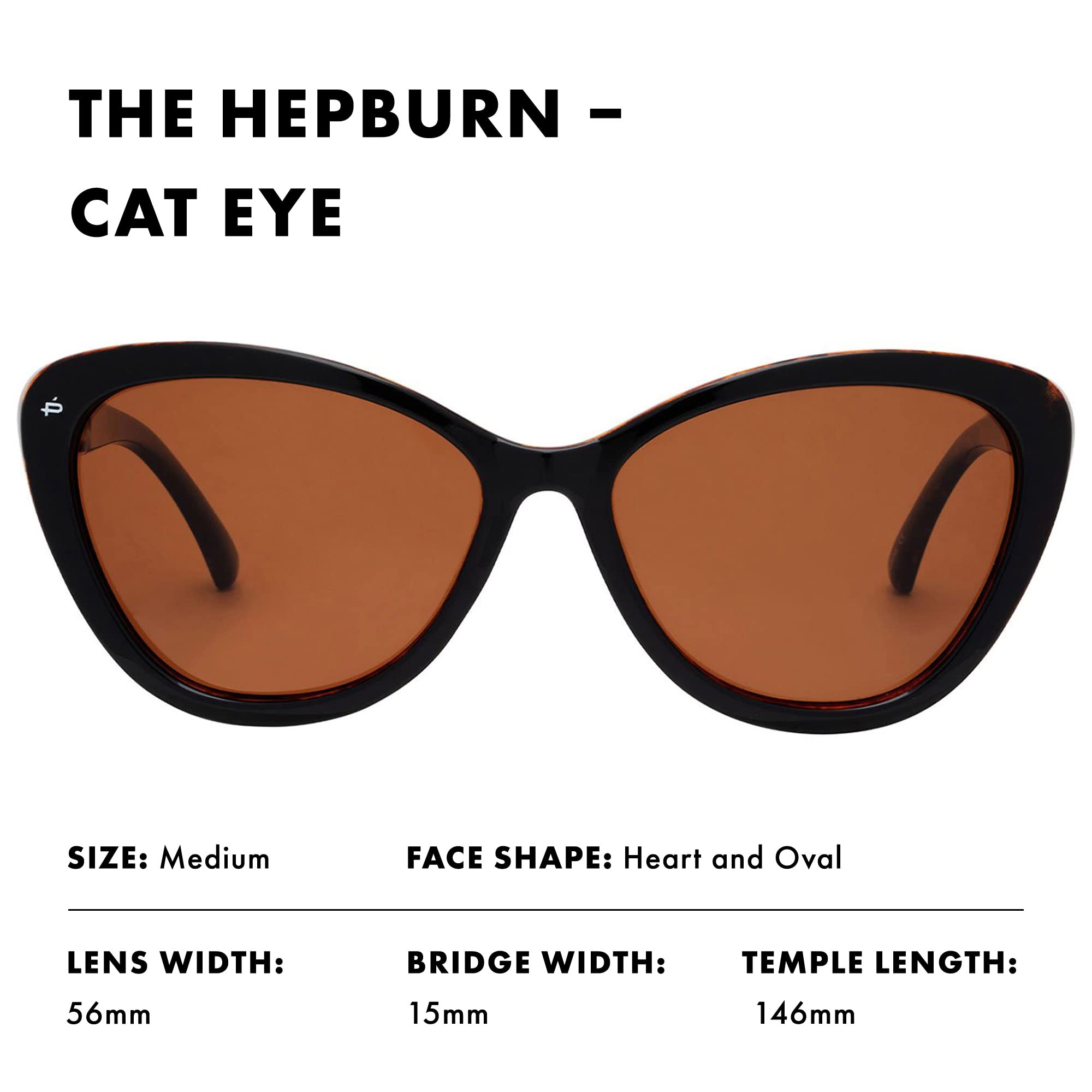 PRIVÉ REVAUX ICON Collection “The Hepburn” Designer Polarized Retro Cat-Eye Sunglasses