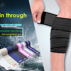 Mcolics Elasticity Calf Thigh Support Knee Brace Leg Compression Strap Wrap Support Bandage Brace Guard Injury Pain Sports Safety Pad, Pack of 2 (Black/Blue)