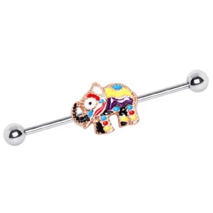 316L Stainless Steel Festive Indian Elephant Industrial WildKlass Barbell