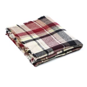 American Trends Women's Fall Winter Scarf Classic Tassel Plaid Scarf Warm Soft Chunky Large Blanket Wrap Shawl Scarves Pink Scarf