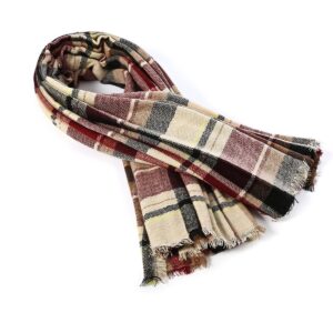 American Trends Women's Fall Winter Scarf Classic Tassel Plaid Scarf Warm Soft Chunky Large Blanket Wrap Shawl Scarves Pink Scarf