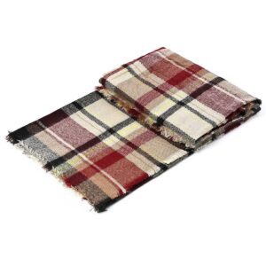 American Trends Women's Fall Winter Scarf Classic Tassel Plaid Scarf Warm Soft Chunky Large Blanket Wrap Shawl Scarves Pink Scarf