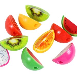 Xiaoyu 15PCS Creative Stationery Cartoon Fruit Shape Plastic Pencil Sharpener for School, Office, Christmas Gift (Colors May Vary)