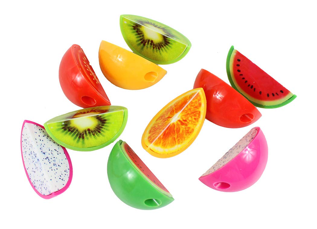 Xiaoyu 15PCS Creative Stationery Cartoon Fruit Shape Plastic Pencil Sharpener for School, Office, Christmas Gift (Colors May Vary)