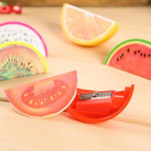 Xiaoyu 15PCS Creative Stationery Cartoon Fruit Shape Plastic Pencil Sharpener for School, Office, Christmas Gift (Colors May Vary)