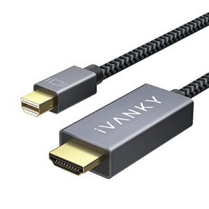 Mini DisplayPort to HDMI Cable,iVANKY Mini DP (Thunderbolt) to HDMI Cable 6.6ft,Nylon Braided,Aluminum Shell,Optimal Chip Solution for MacBook Air/Pro,Surface Pro/Dock,Monitor,Projector and More-1080P