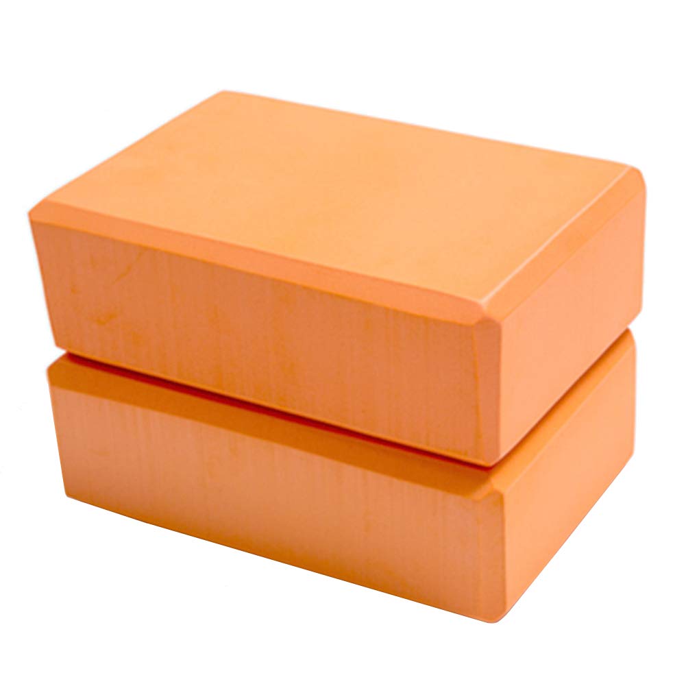 Dofover Set of 2 Yoga Blocks EVA Foam Exercise Bricks Provides Stability Balance and Support Improve Strength - 9 x 6x 3 inches (Orange)