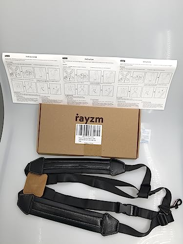 Rayzm Saxophone Strap, Universal Double Shoulder Leather Strap for Sax, Adjustable Padded Harness Strap for Alto Tenor Soprano Baritone Saxophone (Large Size)