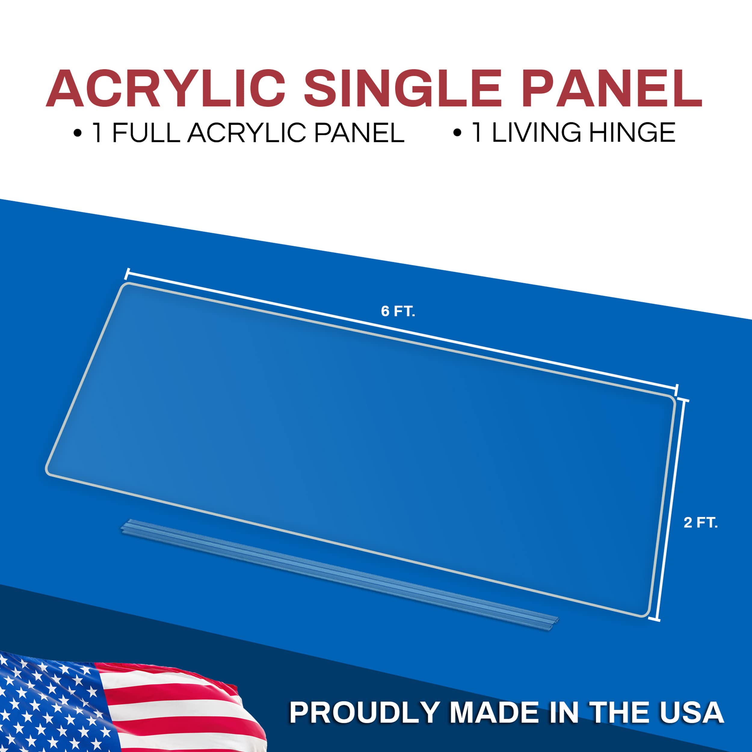 PENNZONI Drum Shield 6ft Single Panel w/Living Hinge, Premium Clear Acrylic Panel, Drum Screen