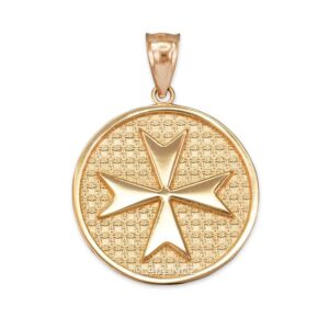 10k yellow gold knights templar maltese cross medal pendant