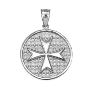 Sterling Silver Knights Templar Maltese Cross Medal Pendant