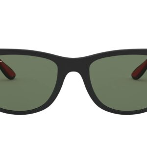 Ray-Ban RB4195M Scuderia Ferrari Collection Square Sunglasses, Matte Black/Dark Green, 52 mm