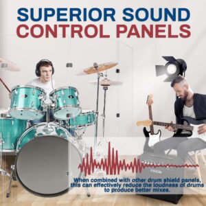 PENNZONI Drum Shield 6ft Single Panel w/Bright Chrome Hinges, Premium Clear Acrylic Panel, Drum Screen