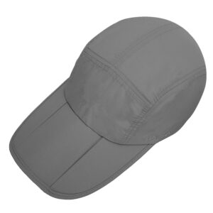 UPF 50+ Foldable Baseball Cap Sun Protection Quick Dry Portable Folding Hats for Men or Women, Gray