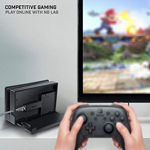 Bionik Giganet Adapter USB 3.0 to Wired Ethernet: Compatible with Nintendo Switch, Fully Hidden In-Dock Size, Gigabit 10/100/1000 LAN Port, High Airflow Grill Pattern