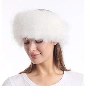 LA CARRIE Faux Fur Headband with Stretch Women's Winter Earwarmer Earmuff (White)