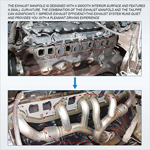 JDMSPEED New Stainless Steel Exhaust Manifold & Gasket Kit Replacement for Grand Cherokee Wrangler 4.0L Replacement for Jeeps Select 1991-1999 (4.0L Engine Only) Replaces 33007072, 4883385