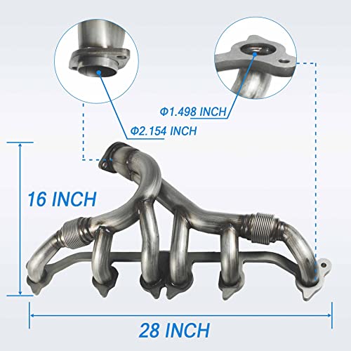 JDMSPEED New Stainless Steel Exhaust Manifold & Gasket Kit Replacement for Grand Cherokee Wrangler 4.0L Replacement for Jeeps Select 1991-1999 (4.0L Engine Only) Replaces 33007072, 4883385