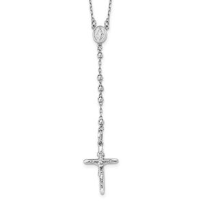 icecarats 14k white gold 3mm beaded rosary necklace 24 inch chain