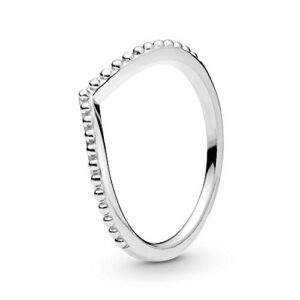 pandora beaded wishbone ring - simple & elegant ring for women - layering or stackable ring - gift for her - sterling silver - size 8.5