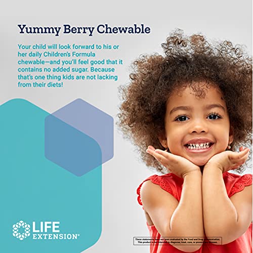 Life Extension Children's Formula Mix Berry-Flavored, Kid-Friendly Chewable Multivitamin – Gluten-Free, Non-GMO – 120 Chewable Tablets