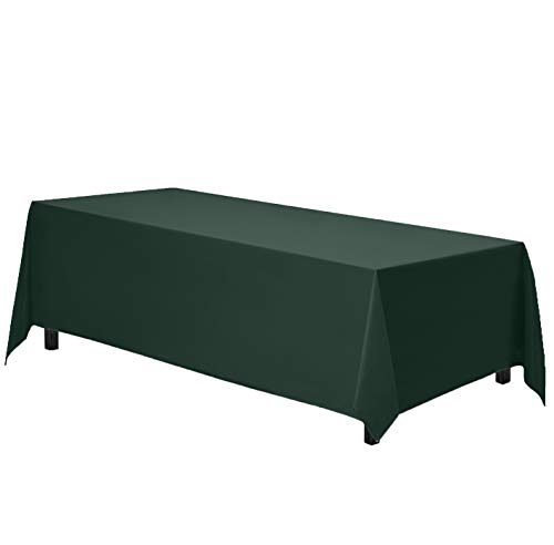 Gee Di Moda Rectangle Tablecloth - 90 x 156 Inch Hunter Green Table Cloth for 8 Foot Table with Floor-Length Drop - Heavy Duty Washable Fabric - 8 Ft Buffet Table, Holiday Party, Wedding & Baby Shower