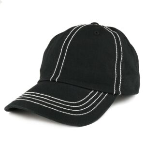 armycrew plain contrast stitch low profile washed cotton baseball hat - black