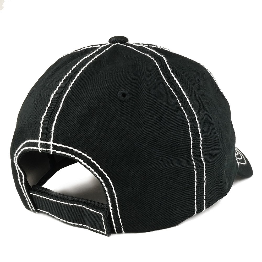 Armycrew Plain Contrast Stitch Low Profile Washed Cotton Baseball Hat - Black