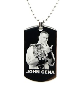 yippo accessories john cena engraved mirror polished stainless steel dog tag pendant necklace