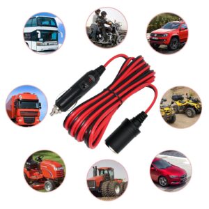 Cigarette Lighter Extension Cord Plug 13FT - 14AWG Car Charger Cable 12-24v Male Plug to Female Socket 15A Power Adapter with LED Lights for Air Compressor Tire Pump Cooler Fridge