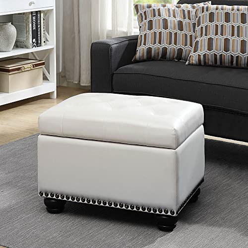 Convenience Concepts Designs4Comfort 5th Avenue Storage Ottoman, Ivory