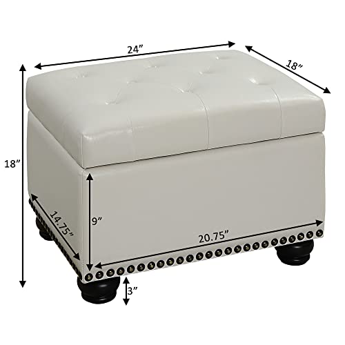 Convenience Concepts Designs4Comfort 5th Avenue Storage Ottoman, Ivory