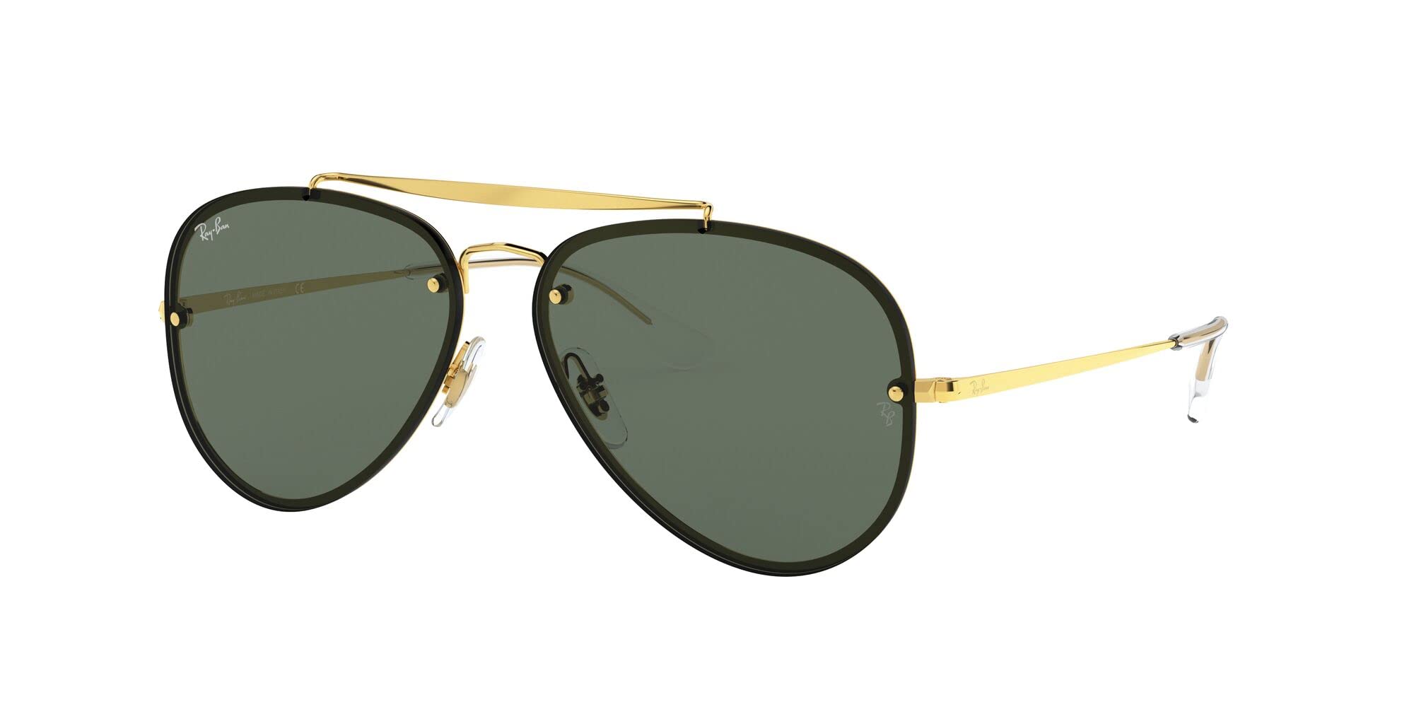 Ray-Ban RB3584N Blaze Aviator Sunglasses, Gold/Dark Green, 61 mm