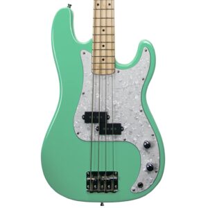 sawtooth ep series electric bass guitar, surf green w/pearl pickguard