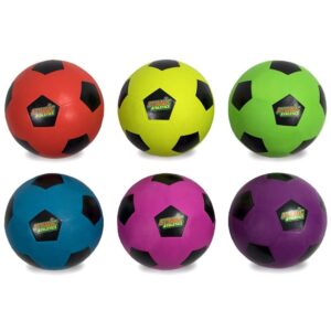 K-Roo Sports Atomic Athletics Neon Rubber Playground Balls - 6 Pack of Regulation Size, includes Pump & Storage Bag - Soccer Ball