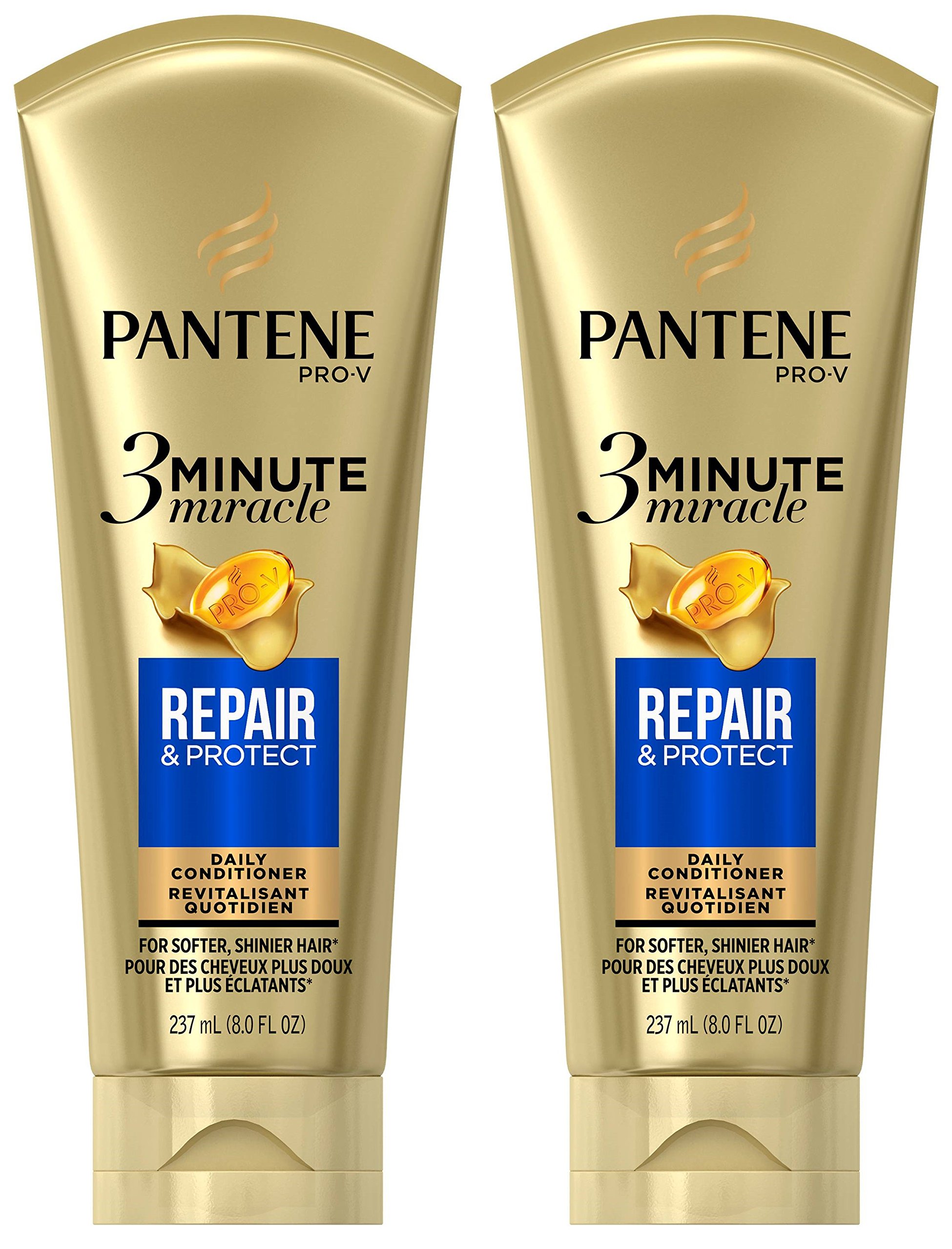 Pantene Pro-V 3 Minute Miracle - Daily Conditioner - Repair & Protect - Net Wt. 8 FL OZ (237 mL) Per Tube - Pack of 2 Tubes