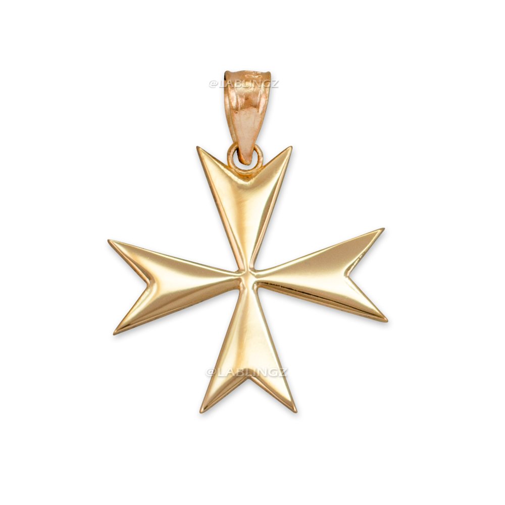 14K Polished Yellow Gold Maltese Cross Pendant