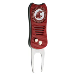 team golf ncaa washington state cougars retractable divot tool with double-sided magnetic ball marker, features patented single prong design, causes less damage to greens