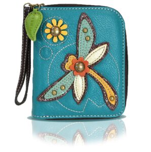 chala dragonfly zip around wallet wristlet - vegan leather