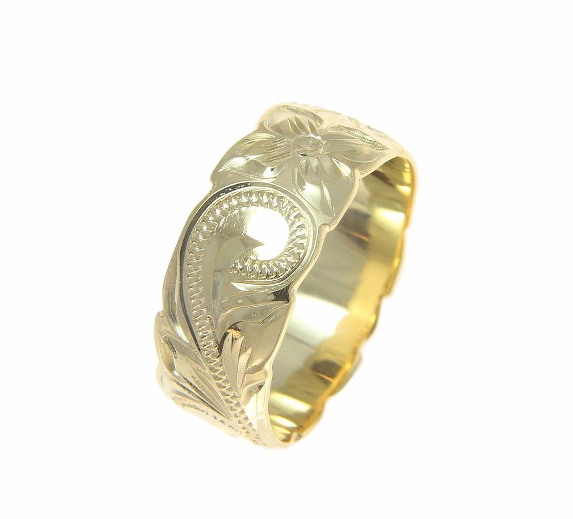 Arthur's Jewelry Yellow gold plated 925 sterling silver Hawaiian 8mm plumeria flower scroll cut out edge ring size 3.5