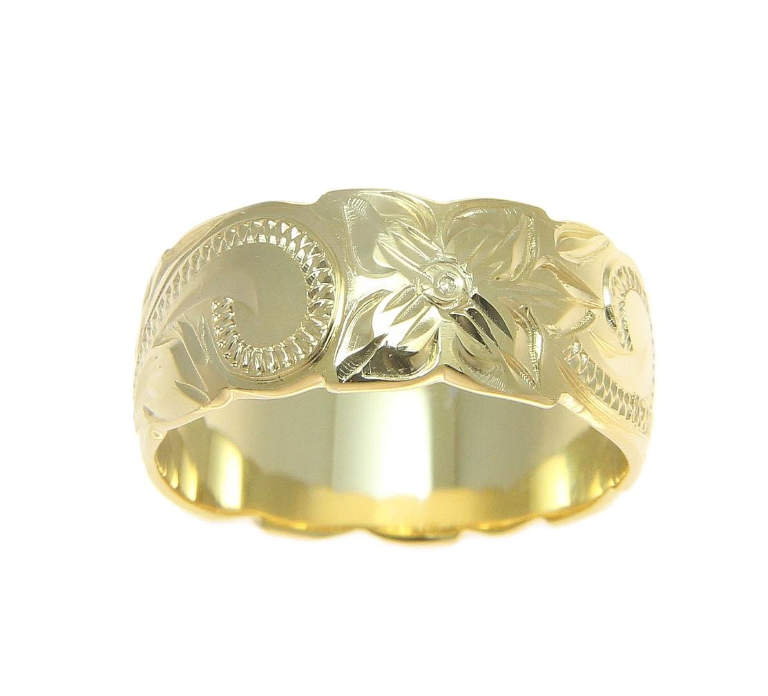 Arthur's Jewelry Yellow gold plated 925 sterling silver Hawaiian 8mm plumeria flower scroll cut out edge ring size 3.5